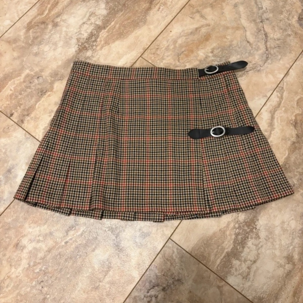 Brandy Melville Plaid Mini Skirt with Buckles